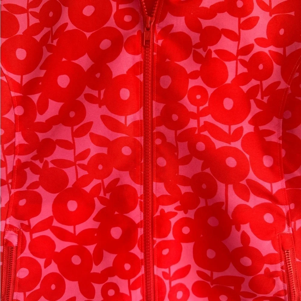 Lands End Red and Pink Floral Jacket Girls Size Large
